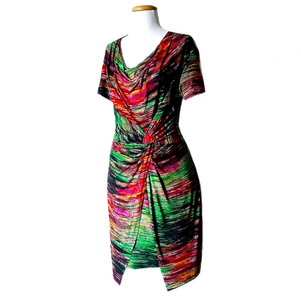 EVENTS Abstract Multicoloured Asymmetric Dress - Picture 1 of 5
